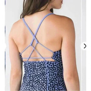 Lululemon Dancing Warrior Tank Ace Spot Lullaby Black Size 6‎ Build In Bra Yoga